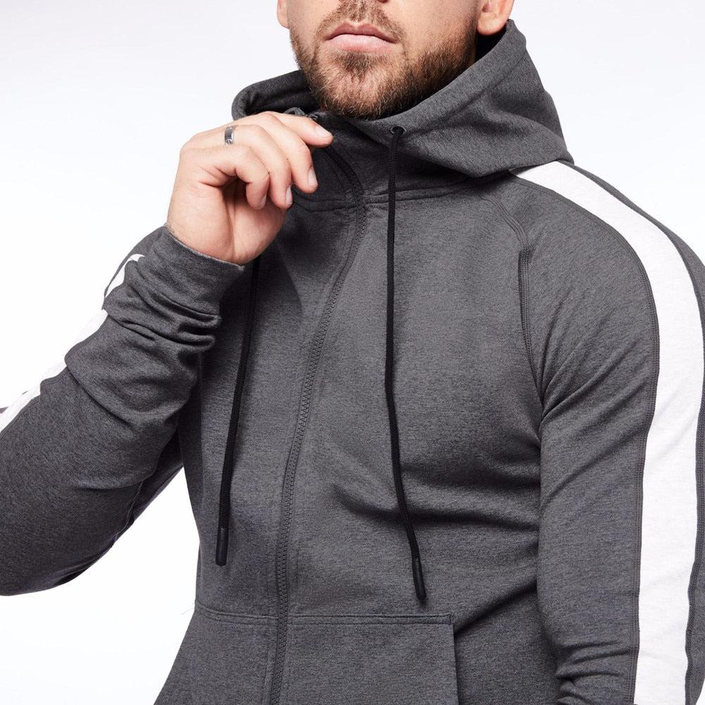 Men's Gyms Hooded Tracksuits: Bodybuilding Long Sleeve Hoodies + pants