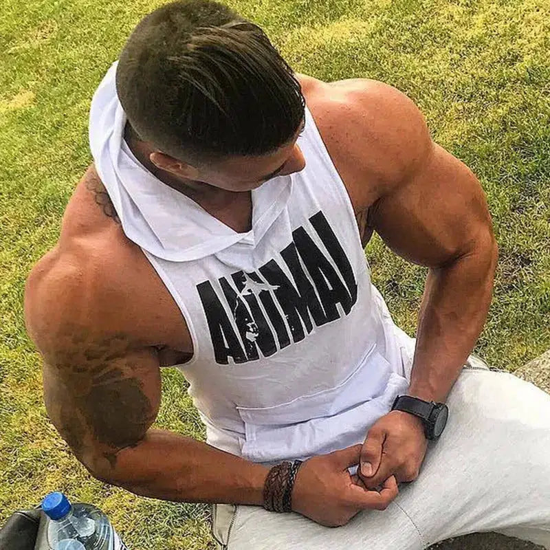 Bodybuilding Tank top, Gyms Fitness Hooded Vest Sleeveless Hoodie