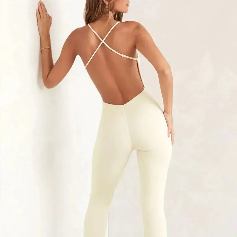 Sexy Backless Sport Suit Tight dance Yoga Set Fitness Jumpsuit