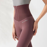 Compression Yoga Pants With Adjustable High Waist Trainer Belt