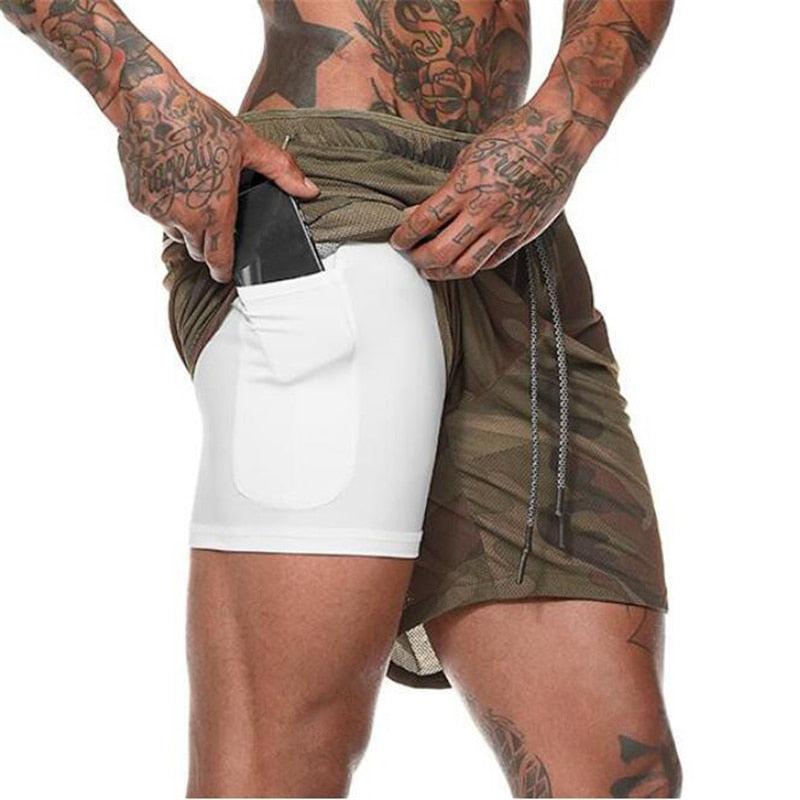 Men's Camouflage, 2 in 1, double-deck, Fitness Shorts - Amal Hantash Fitness