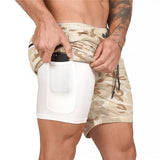 Men's Camouflage, 2 in 1, double-deck, Fitness Shorts - Amal Hantash Fitness
