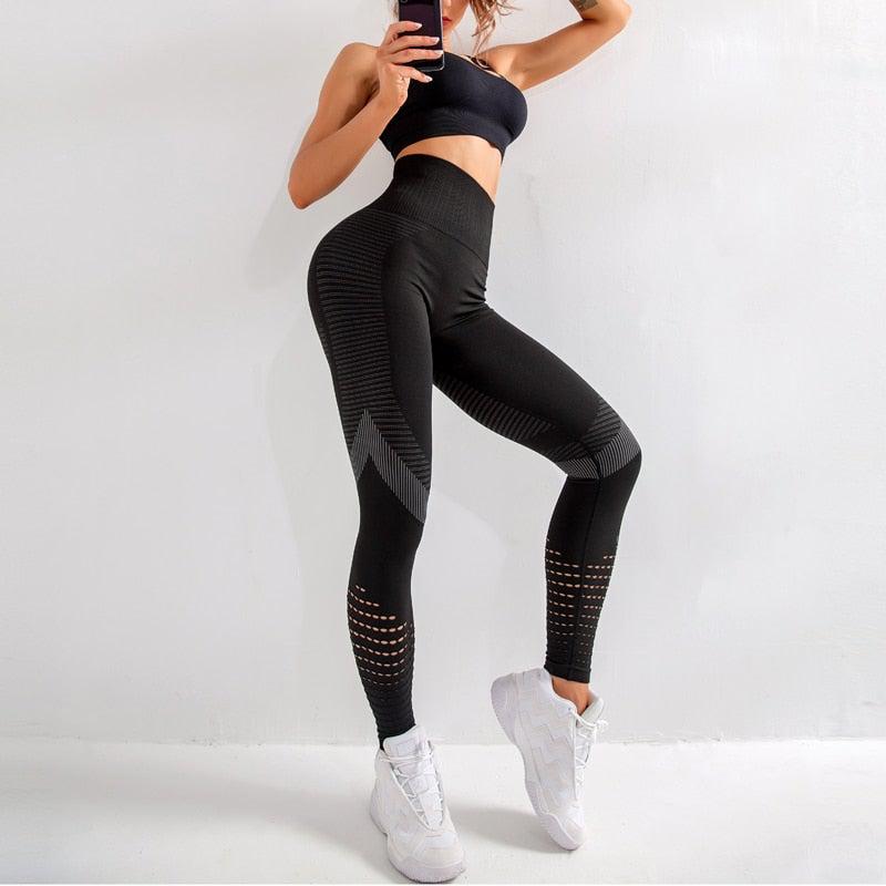 Seamless High Waist Tights Gym Fitness Sports Black Leggings with
