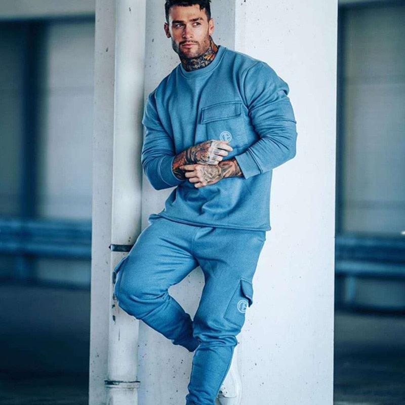 Men's Sports Sweatpants & Sweatshirt Set, 2 Piece Casual Tracksuit Outfit  Designs for Men