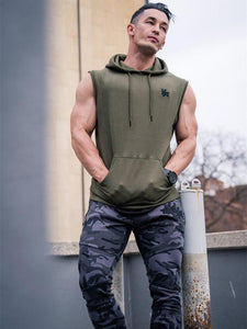 Stringer Tank Tops Bodybuilding Sleeveless Muscle Hoodie For Men