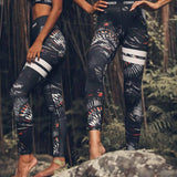 Tribal totem Print High Rise Training Leggings For Women