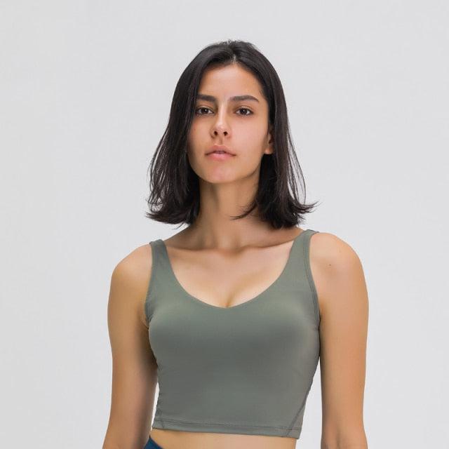 Women Workout Tight Crop Tank Top with Built In Shelf Sports Bra – Amal  Hantash Fitness