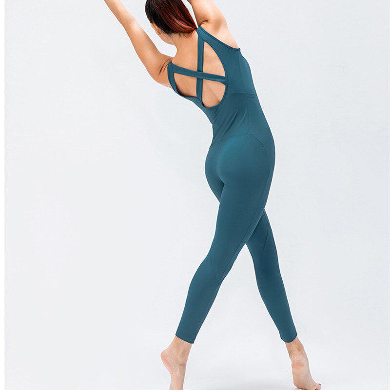 WYGH Mono de Yoga Sexy para Mujer Traje de Yoga aéreo Ajustado de una Pieza  Belleza Volver sin Mangas Unitard Body Contraste Color Malla Costura